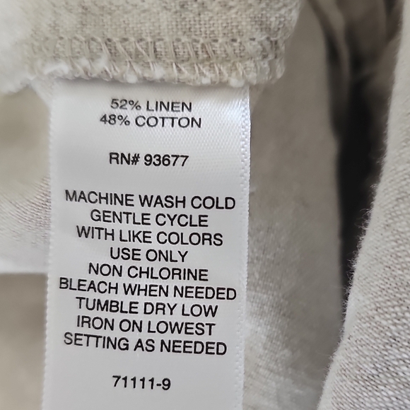 Liz Claiborne Plus Size 3X Casual Linen Cotton Pants Natural Linen Color - Picture 3 of 9